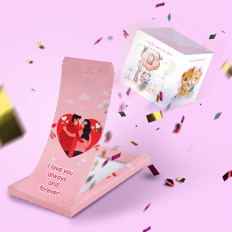 exploding love card i love you card confetti surprise etsy