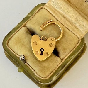 Vintage 1950s 9ct Gold Heart-Shaped Padlock Clasp | England with New Gold-Plated Silver Chain