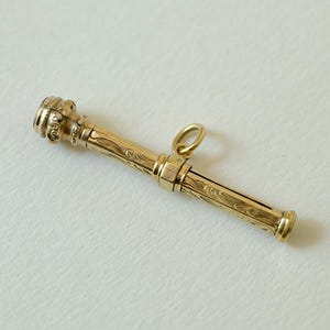 Antique Gold-Plated Mechanical Chatelaine Pencil, Propelling Pendant with 14ct Gold Loop & Gold-Plated Silver Chain
