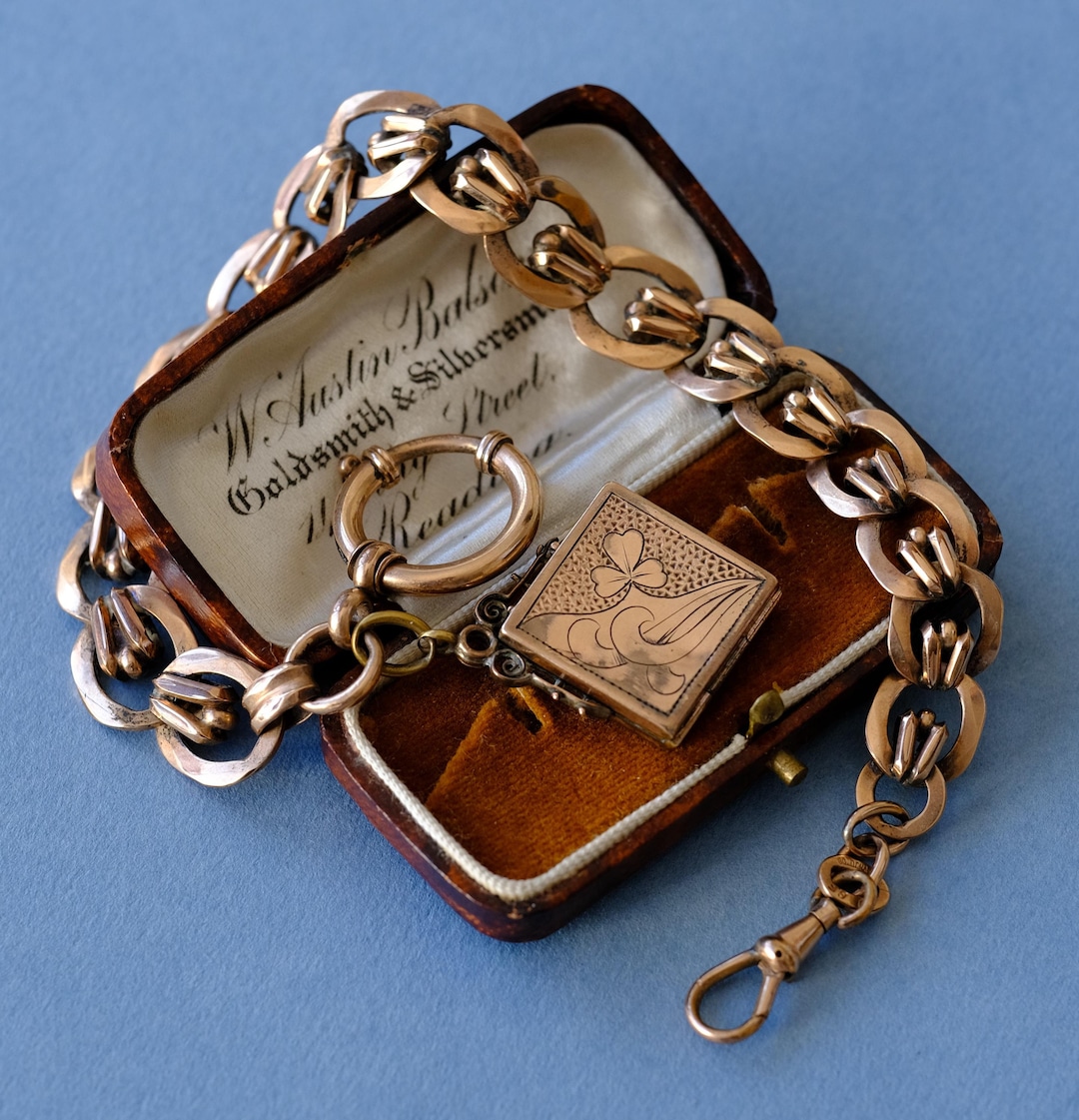 Vintage Watch Chain with Locket - Punched Gold main image 1