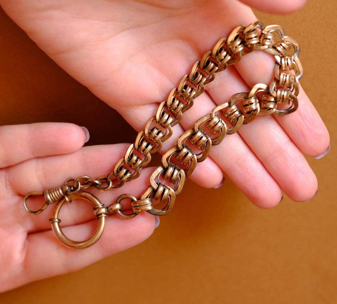 Antique Rolled Gold Watch Chain, plattier Marked, Short Albert Style c ...