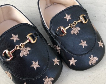 baby loafers black