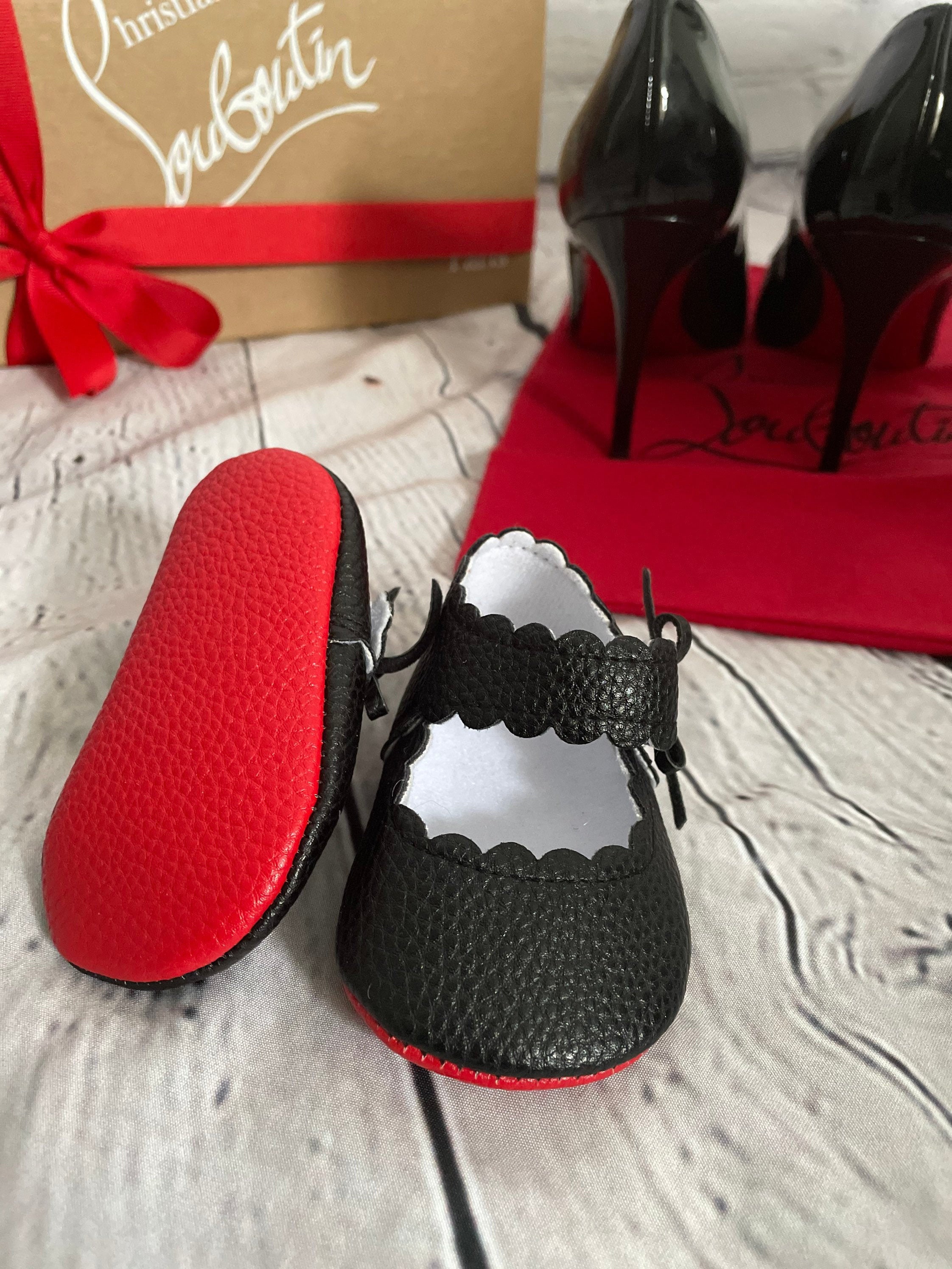 Red Bottom Baby Moccasin Shoes Red Bottom Louboutin Style Red 