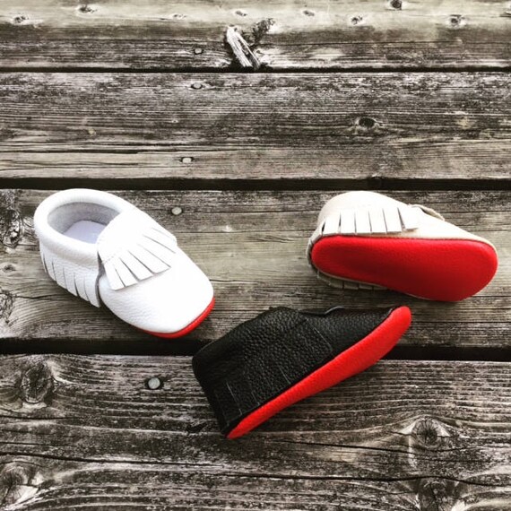 red bottom baby moccasins