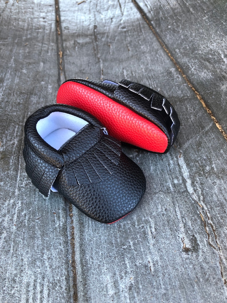 red bottom baby moccasins