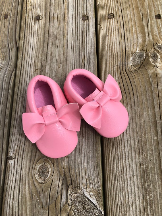 Baby girl pink moccasins pink newborn 