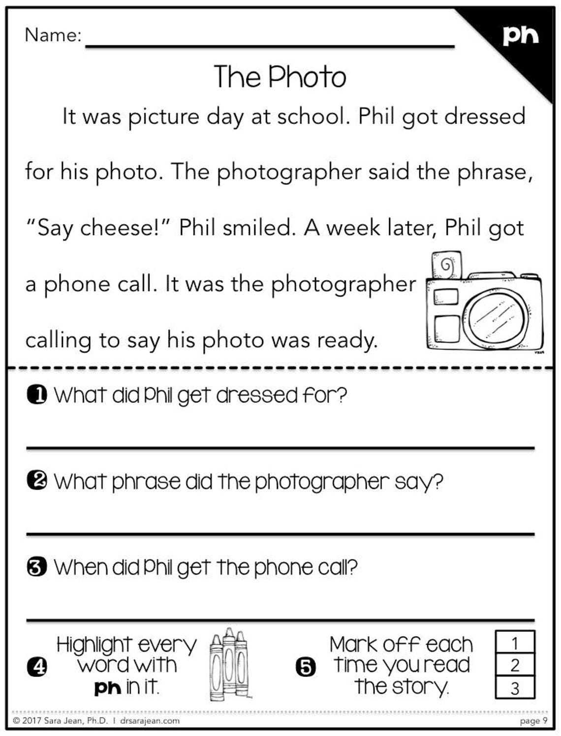 phonics fluency reading comprehension passages and