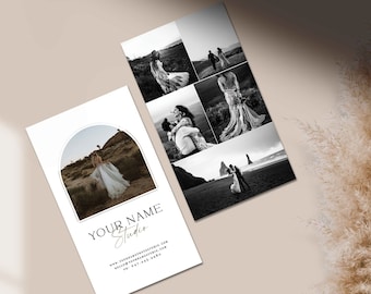 Boho Photographer Business Card Template: Modern Photo Collage (Photoshop Template)