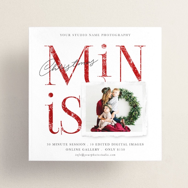 Christmas Minis Session Template, Christmas Marketing Template, Holiday Mini Session Template, Photography Template, Instagram marketing,