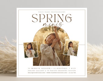 Spring Mini Session Template: Canva Photography Marketing (5x5) (Digital Download)