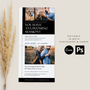 Session Reminder Email Newsletter template for photographers, Photoshop & Canva template, Email brochure Template, Photo session reminder