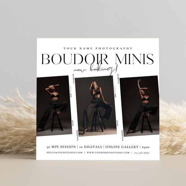 Boudoir Session Template, Photography Boudoir Marketing, Boudoir Mini Sessions template, CANVA Template, Marketing Board Boudoir