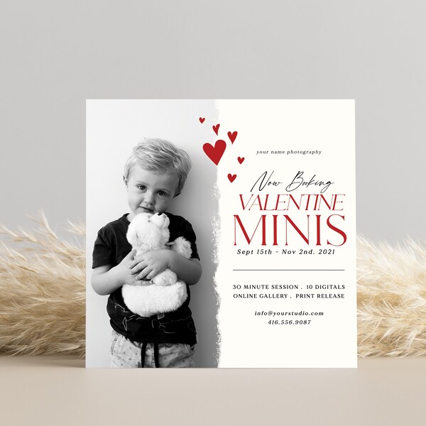 Valentines Mini Session Template, Valentines Minis, Photography Marketing Template, Hearts, PHOTOSHOP Template, INSTANT DOWNLOAD