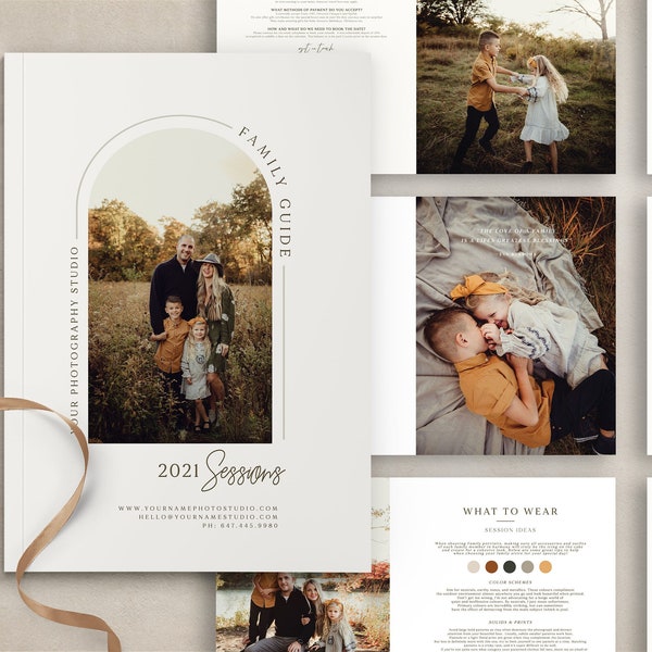 Family welcome guide, Style guide for photographers, Client Style Guide, PHOTOSHOP Template, Pricing Guide, Marketing Brochure