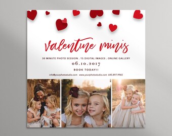 Valentines Mini Session Template, Photography Marketing Template, Valentines Minis, Hearts, Photoshop Template for photographers