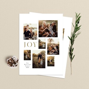 Joy Christmas Photo Card template, Photoshop card template, Christmas Family Card, Modern Christmas Card, Printable Holiday card
