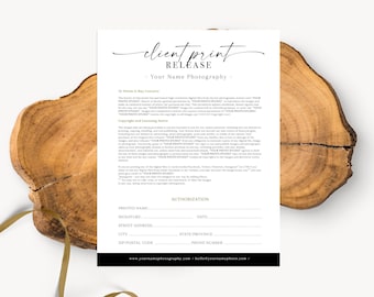 Minimalist Photo Print Release Form: Photography Template (PSD & PDF)