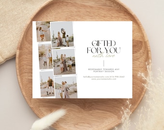 Photography Gift Certificate Template: Modern Boho Photo Session Voucher (CANVA Template)