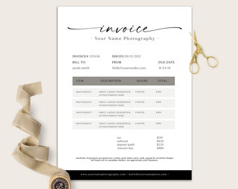 Invoice Photography Template, Wedding Invoice Photography Template, Photographer Invoice, PHOTOSHOP Template, Photographer Invoice template