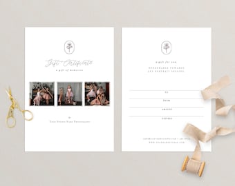 Photography Gift Certificate Template: Minimalist Photoshop Gift Card (INSTANT DOWNLOAD)