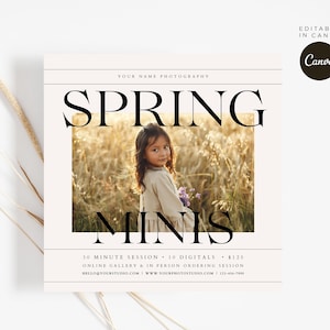 CANVA Spring Minis Session Template, Mini Session Template, Instagram marketing, Summer Mini session, Photography Marketing template