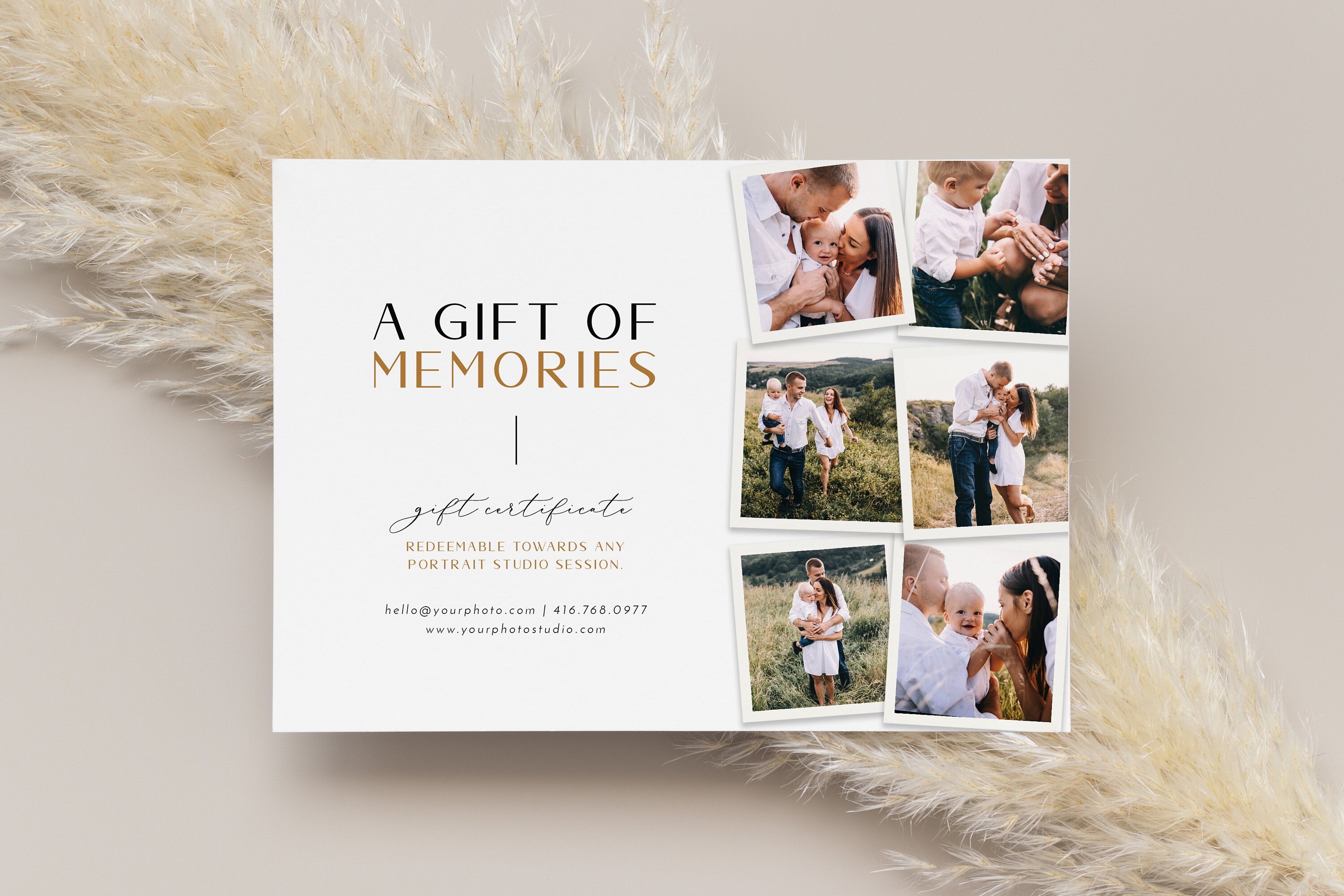 Photography Gift Certificate Template: Modern Photo Collage (INSTANT DOWNLOAD)