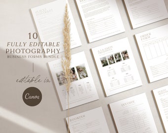 Formularios para negocios de fotografía: Paquete de plantillas CANVA de 10 páginas