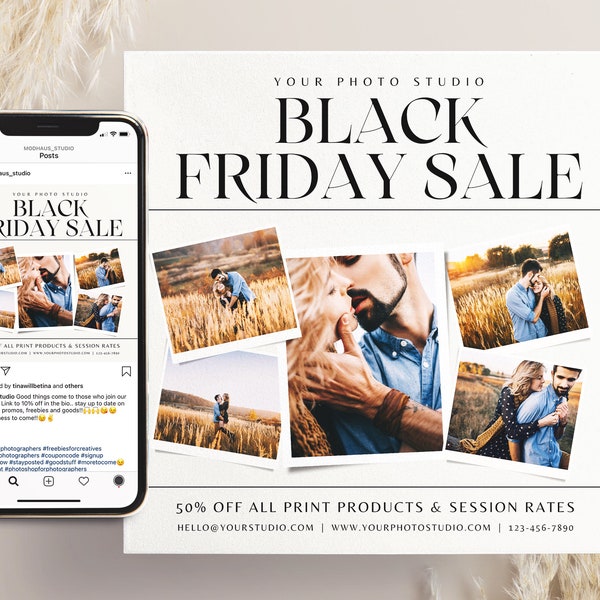Black Friday Sale Template, Instagram Template, Sale Flyer for Photographers, Instagram Post, CANVA Template, Holiday mIni session