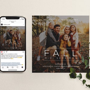 Fall Mini Session Template: Photographer Photoshop Design (5x5&quot; PSD)