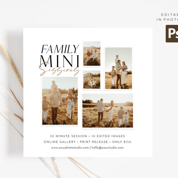 Family Minis Session Template, Photography Mini Sessions Marketing Template, Social Media Post template,  PHOTOSHOP Template