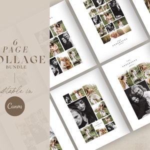6 Page Photo collage Template, CANVA Collage, Family photo collage template, Photo wall collage, Memory Collage, Photography template