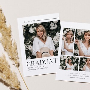 Modèle de Faire-part de remise des diplômes, Faire-part de fin d'études supérieur, Modèle PHOTOSHOP et CANVA, Faire-part modifiable