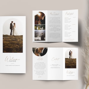 Trifold brochure template for photographers, Letter Size unfolded, pamphlet, folded photography flyer, long flyer, photography brochure