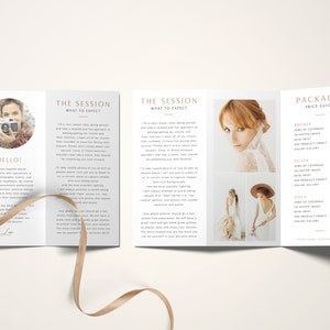 Trifold brochure template for photographers, Letter Size unfolded, pamphlet, folded photography flyer, long flyer, photography brochure