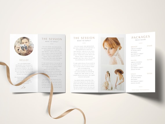 Photography Trifold Brochure Template: Letter Size (Digital Download)