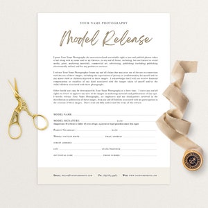 Model Release Form Template, Photography PHOTOSHOP Template for Photographers, Photography Contract, Model release template
