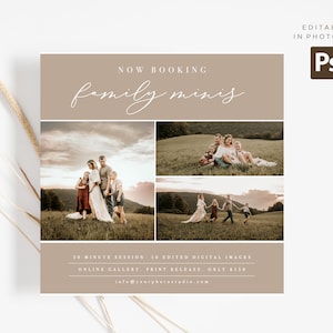 Family Minis Session Template, Photography Minis Template, Mini session Marketing template, PHOTOSHOP template,  Marketing board