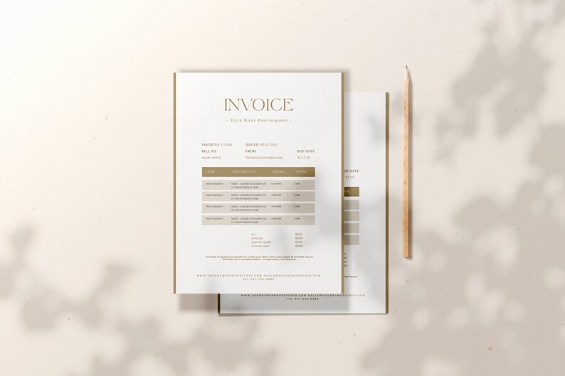 Photography Invoice Template: Minimalist Form (photoshop, PDF) - Etsy