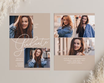 Grad Announcement Card, Graduation Announcement, Senior Announcement, Graduation card, PHOTOSHOP TEMPLATE