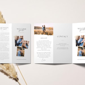 Trifold brochure template for photographers, Letter Size unfolded, pamphlet, folded photography flyer, long flyer, photography brochure