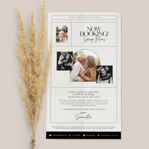 Photography Email Newsletter Template: Now Booking - CANVA (Digital Download)