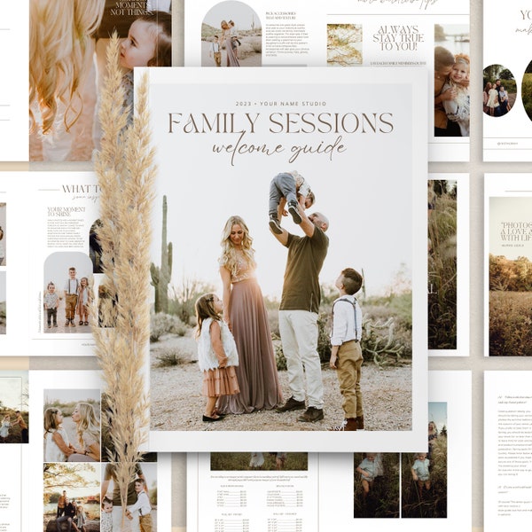 Family Photography Welcome Guide magazine Template, Pre-written Family Session Style Guide Template, CANVA template, Pricing Guide Template