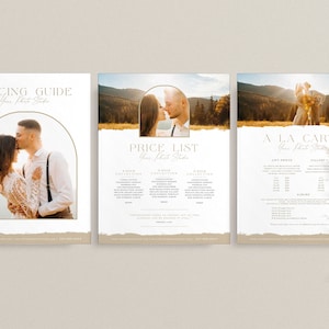 Photography Pricing Template, 3 Page Session Price Guide List for Photographers, Pricing Guide, Photo Price List, INSTANT DOWNLOAD