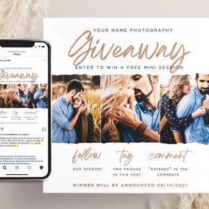 Giveaway Template, Contest Template, Social Media Template, Instagram Template, Like and Share, Enter to win, PHOTOSHOP Template