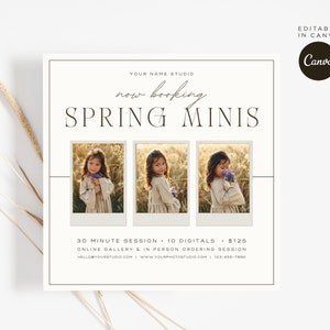 CANVA Spring Minis Session Template, Mini Session Template, Instagram marketing, Summer Mini session, Photography Marketing template
