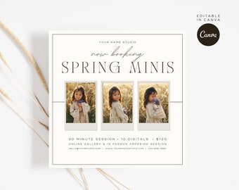 Spring Mini Session Template: Canva Photography Marketing (5x5) (Digital Download)