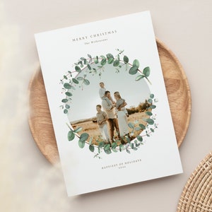 Weihnachtsfotokartenvorlage, Canva-Kartenvorlage, Weihnachtsfamilienkarte, Boho-Weihnachtskarte, Feiertagskarte, INSTANT DOWNLOAD