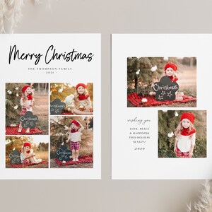 Merry Christmas Photo Card template, Photoshop card template, Christmas Family Card, Modern Christmas Card, Printable Holiday card