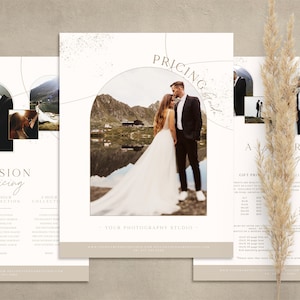 Photography Pricing Template, 3 pg Price Guide List for Photographers, Session Pricing Guide, Photo Price List, PHOTOSHOP TEMPLATE