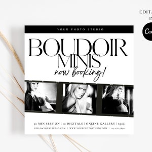 Boudoir Sitzung Vorlage, Fotografie Boudoir Marketing, Boudoir Mini Sitzungen Vorlage, CANVA Vorlage, Marketing Board Boudoir